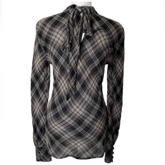 Veronica Beard Wade Metallic Plaid Blouse Shirt Top Size 8 $295 - Picture 4 of 9